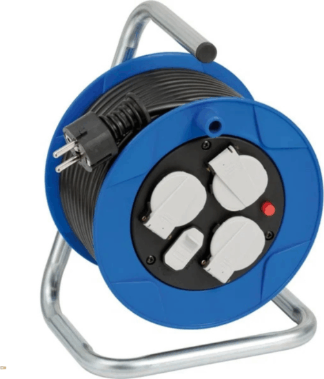 Brennenstuhl 1079180600 Beltéri Hálózati hosszabító Kábeldob 3 aljzattal + 2xUSB 15 méter - Fekete/Kék