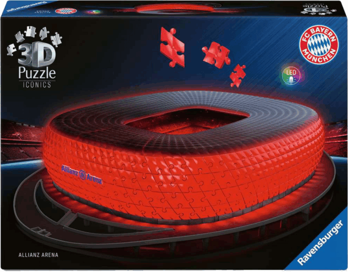 Ravensburger Iconics Allianz Aréna fénnyel 216 darabos 3D Puzzle Ravensburger Iconics Allianz Aréna fénnyel 216 darabos 3D Puzzle