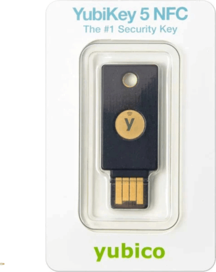 Yubico YubiKey 5 NFC USB-A Biztonsági hardver kulcs - Fekete/Arany