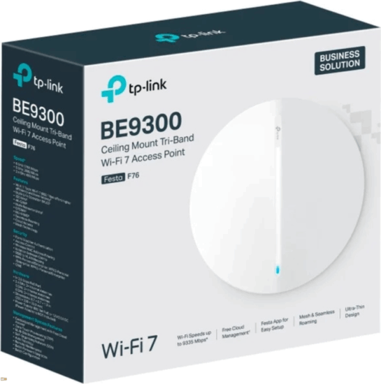 TP-Link Festa F76 BE9300 Tri Band 688 / 2882 / 5764 Mbps WiFi 7 beltéri Access Point