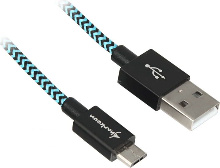 Sharkoon USB-A Apa - Micro USB-B Apa USB 2.0 Adat és Töltőkábel 2m - Fekete / Kék