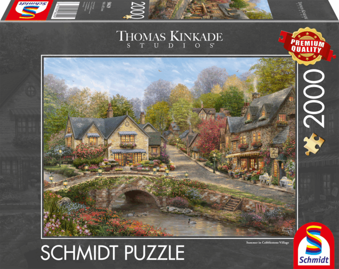 Schmidt Spiele 58629 Thomas Kinkade Studios Nyár Cobblestone Villageben 2000 darabos Puzzle Schmidt Spiele 58629 Thomas Kinkade Studios Nyár Cobblestone Villageben 2000 darabos Puzzle