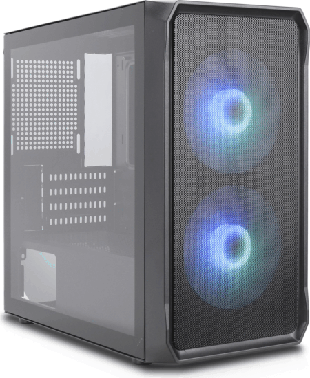 Silentware Air 10 Midi Torony Számítógépház + 2db 140mm ARGB ventilátor - Fekete