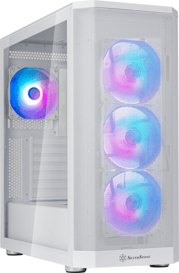 SilverStone FARA 514X Midi Torony Számítógépház + 4db 120mm ARGB ventilátor - Fehér