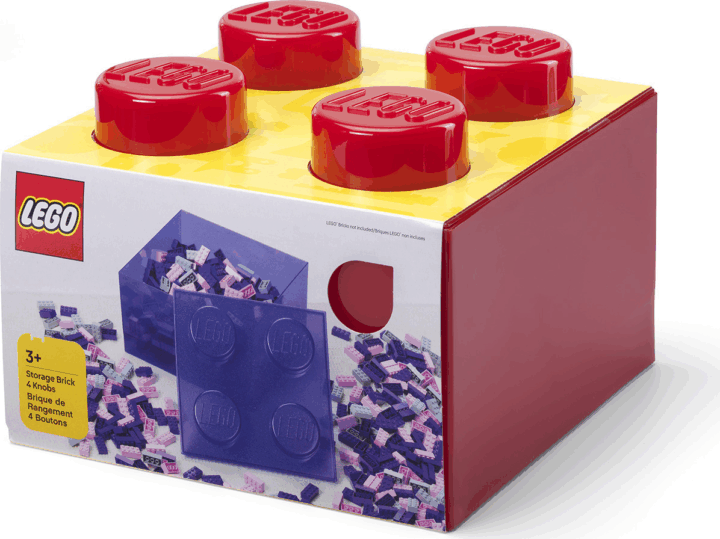 LEGO Játéktároló műanyag doboz 25 x 25 x 18 cm - Átlátszó/Piros