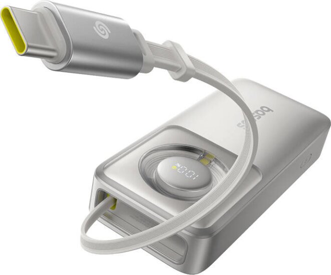 Baseus Free2Pull Powerbank integrált USB Type-C kábellel 10000 mAh 30W - Szürke Baseus Free2Pull Powerbank integrált USB Type-C kábellel 10000 mAh 30W - Szürke