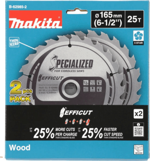 Makita B-62985-2 Fa Körfűrészlap készlet Ø165 x 20mm 1mm 25 fog (2db / csomag)