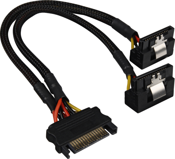 Sharkoon SATA 90° Y Kábel 0.15m (SATA Apa - SATA Anya) Sharkoon SATA 90° Y Kábel 0.15m (SATA Apa - SATA Anya)