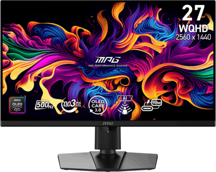 MSI 26.5" MPG 271QRDE 16:9 QHD QD-OLED Gaming Monitor - Fekete