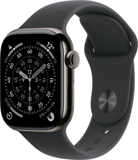 Apple Watch Series 11 42mm Okosóra M/L Fekete Sport szíjjal - Titán