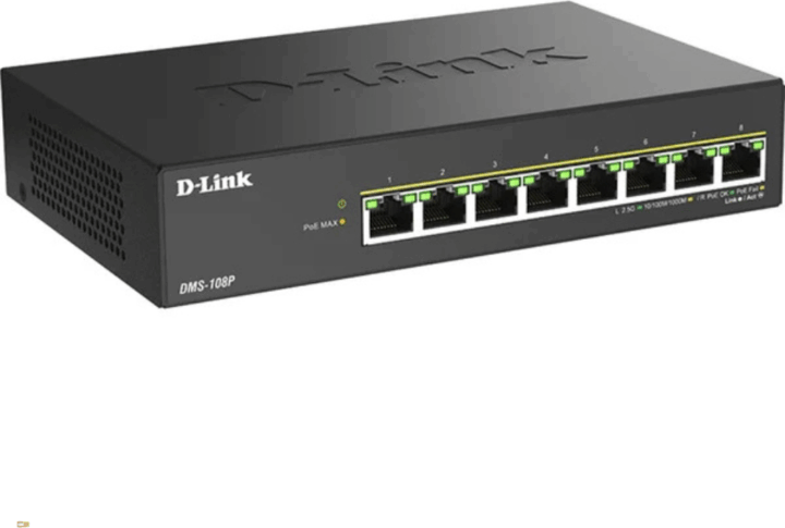 D-Link DMS-108P/E 8-port PoE Asztali Switch