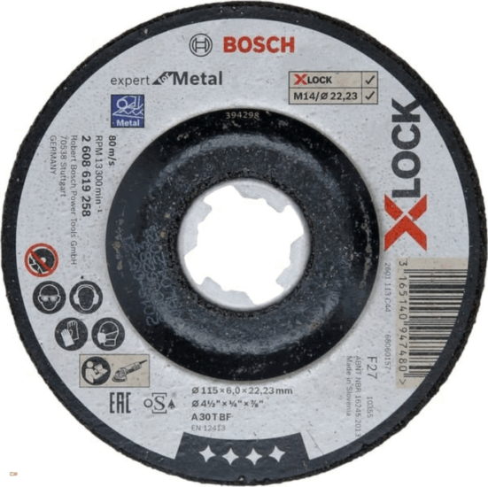 Bosch PRO Metal X-LOCK Fém Csiszolókorong Ø115 x 22,23 x 6mm
