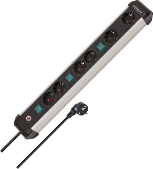 Brennenstuhl Premium-Alu-Line 230V Hálózati elosztó 6 aljzatos 3m - Fekete/Fehér