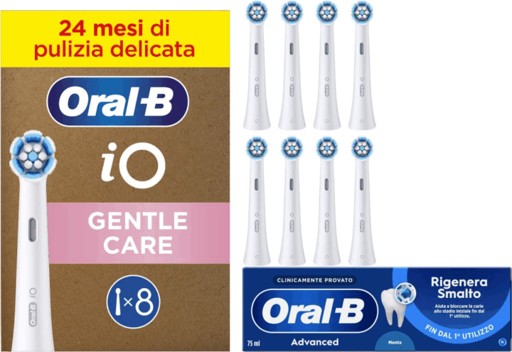 Braun Oral-B iO Sanfte Reinigung Elektromos fogkefe Pótfej - Fehér (8db)