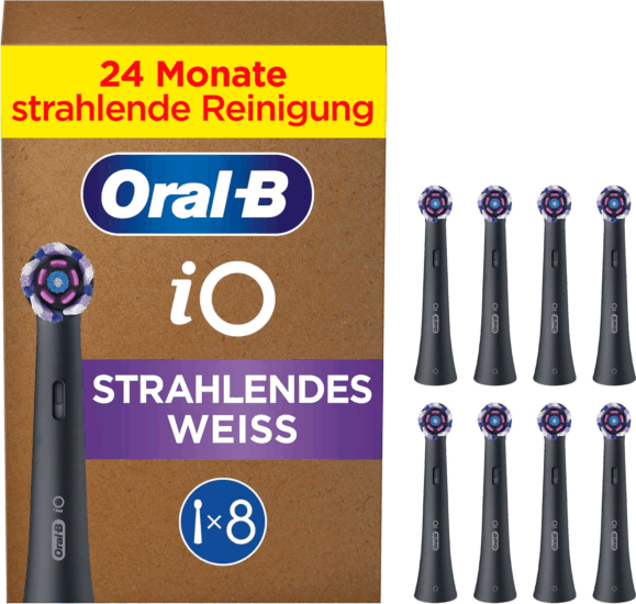 Braun Oral-B iO Strahlendes Weiss Elektromos fogkefe Pótfej - Fekete (8db)