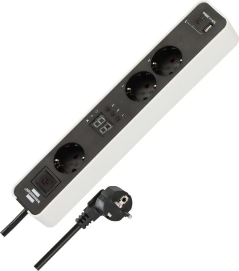 Brennenstuhl Ecolor 230V USB-A / USB-C Időzítős Hálózati elosztó 3 aljzatos 1.5m - Fehér