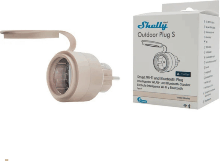 Shelly Outdoor Plug S Gen3 Kültéri WiFi Okos dugalj fogyazstásmérővel - Mokka