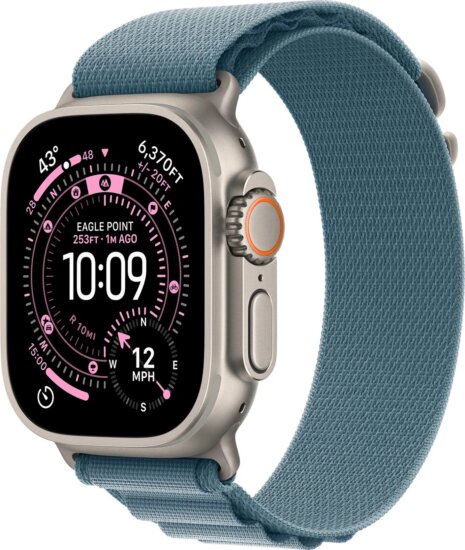Apple Watch Ultra 3 49mm Okosóra L Alpine Loop Világoskék szíjjal - Titán