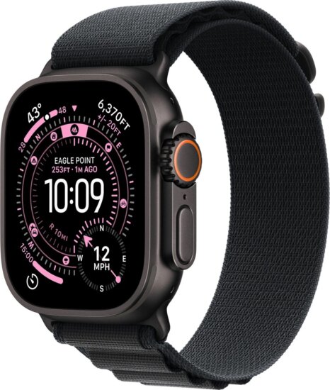 Apple Watch Ultra 3 49mm Okosóra M Alpine Loop Fekete szíjjal - Fekete
