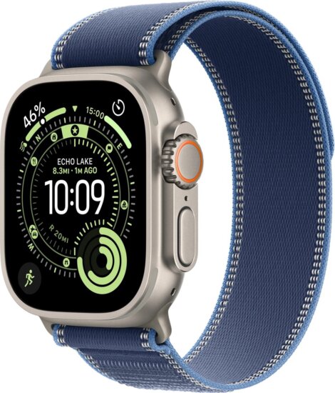 Apple Watch Ultra 3 49mm Okosóra M/L Trail Loop Kék szíjjal - Titán