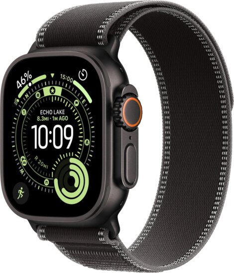Apple Watch Ultra 3 49mm Okosóra S/M Trail Loop Szürke szíjjal - Titán