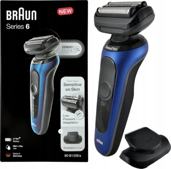 Braun Series 6 62-B1200s Vezeték nélküli Akkus Nedves-Száraz Borotva - Kék / Szürke