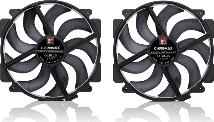 Noctua NF-A14x25r G2 PWM Sx2-PP chromax.black 140mm PWM Rendszerhűtő ventilátor 2db - Fekete Noctua NF-A14x25r G2 PWM Sx2-PP chromax.black 140mm PWM Rendszerhűtő ventilátor 2db - Fekete