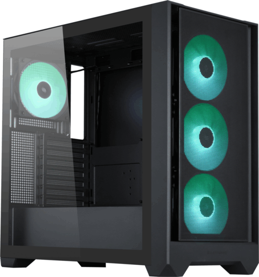 Silentware Flow 110 A-RGB Midi torony Számítógépház + 4db 120mm ventilátor - Fekete