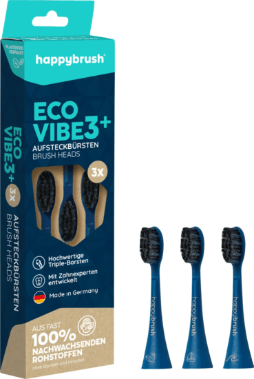 HappyBrush ECO VIBE 3 Elektromos fogkefe Pótfej - Kék (3db)