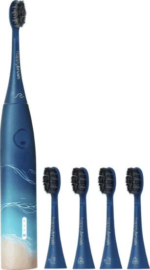 HappyBrush ECO VIBE 3 Ocean Szónikus Elektromos Fogkefe + 4 fej - Kék mintás