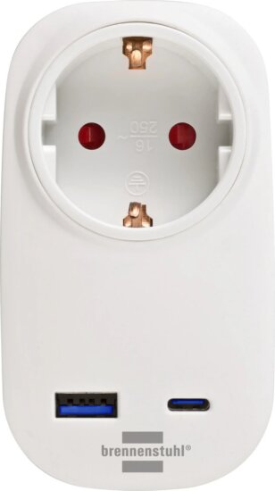 Brennenstuhl Gyermekbiztos Fali Konnektor Aljzat + USB PD 20W Töltő - Fehér Brennenstuhl Gyermekbiztos Fali Konnektor Aljzat + USB PD 20W Töltő - Fehér