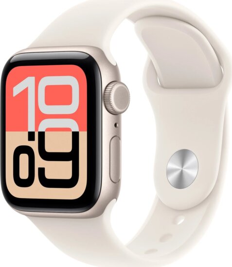 Apple Watch SE 3 40mm Okosóra S/M Csillagfény Sportszíjjal - Ezüst