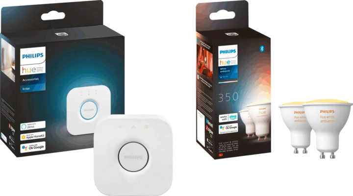 Philips Hue White Okos Led izzó 5W 350lm 4000K GU10 2 db + Bridge
