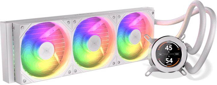 Krux HydroGlance 360 LCD PWM Univerzális CPU Vízhűtés - Fehér