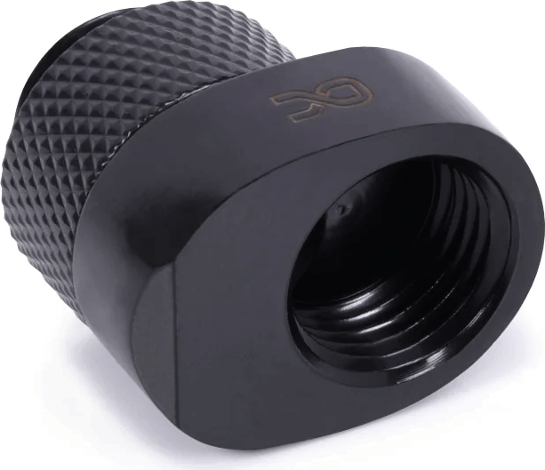 Alphacool 17604 Eiszapfen 8mm-es eltolású Forgatható Csatlakozó Adapter G1/4" apa - G1/4" anya - Fekete