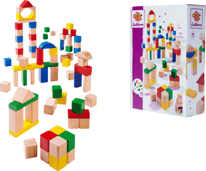 Eichhorn 75 darabos fa építőkocka készlet Eichhorn 75 darabos fa építőkocka készlet