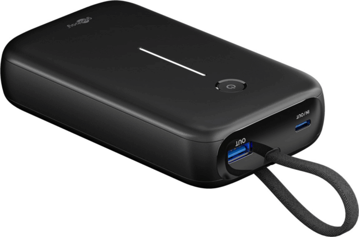 Goobay 76252 Powerbank Integrált USB-C Kábellel / 20000mAh 30W - Fekete Goobay 76252 Powerbank Integrált USB-C Kábellel / 20000mAh 30W - Fekete