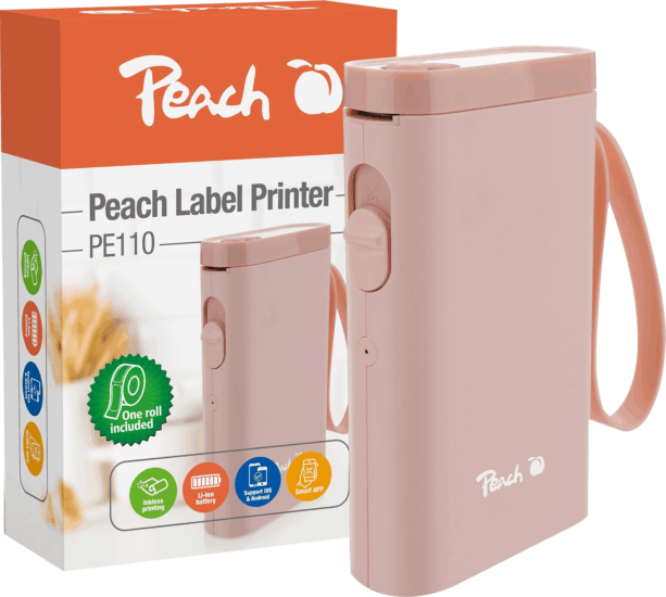 Peach PE110 Kézi Címkenyomtató Bluetooth - Rózsaszín