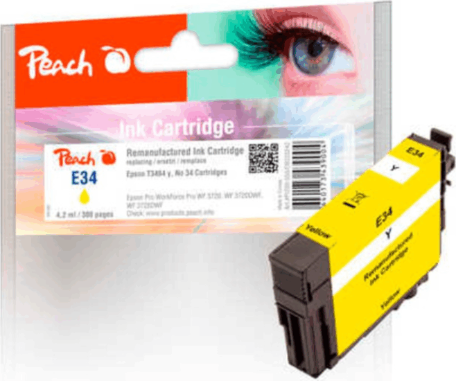 Peach PI200-550 (Epson T3464) Utángyártott tintapatron 4.9ml - Sárga