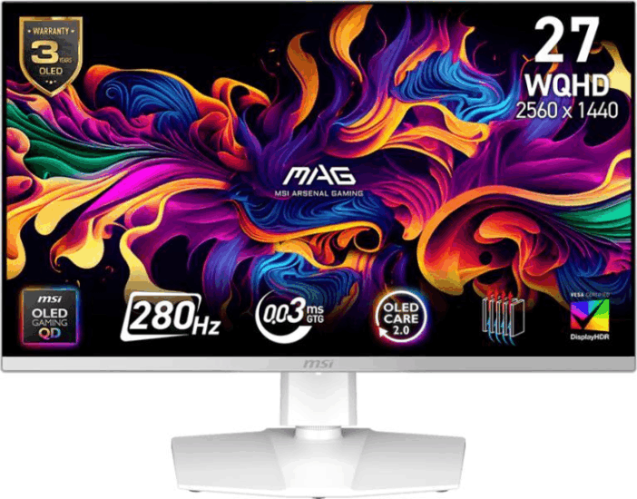 MSI 26.5" 272QPW X28 16:9 WQHD QD-OLED Gaming Monitor - Fehér