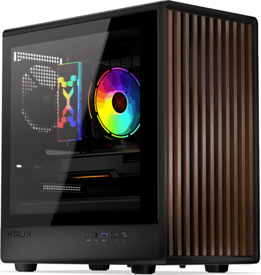 Krux Helio Mini Torony Számítógépház + 4db 120mm ventilátor - Fekete