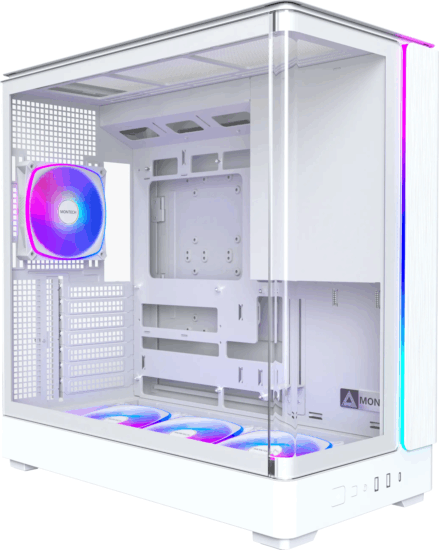 Montech KING 45 PRO Midi Torony Számítógépház + 4db 120mm ventilátor - Fehér
