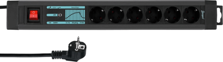 REV 220V Túlfeszültség védő elosztó 5 aljzatos 1.5m - Fekete