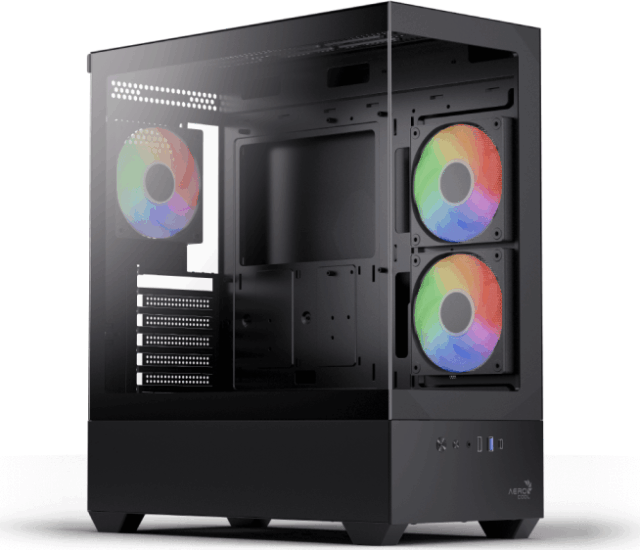 Aerocool P500D-G-BK-v1 Midi Torony Számítógépház + 3db 120mm ARGB ventilátor - Fekete Aerocool P500D-G-BK-v1 Midi Torony Számítógépház + 3db 120mm ARGB ventilátor - Fekete