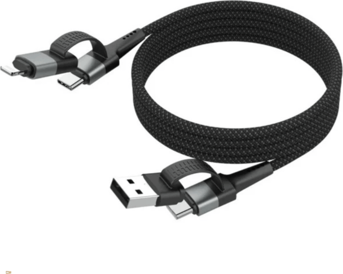 Ansmann 1700-0188 Mágneses 4in1 USB-C/USBA apa - USb-C/Lightning apa 2.0 Átalakító kábel 1,2m - Fekete