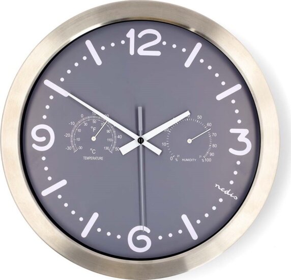 Nedis CLWA5226SS Rozsdamentes acél Falióra Ø 30cm - Ezüst