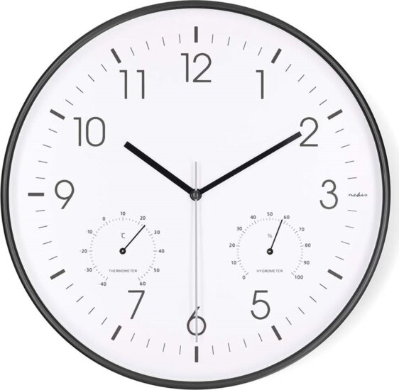 Nedis CLWA4226BK Műanyag Falióra Ø 30cm - Fekete