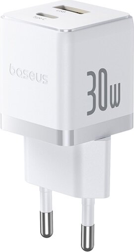 Baseus Palm USB-C / USB-A Hálózati Gyorstöltő Adapter 30W - Fehér