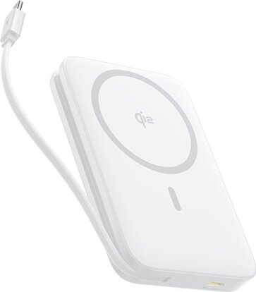 Baseus PicoGo Qi2 Magnetic Vezeték Nélküli Powerbank Integrált USB-C Kábellel / 10000mAh 27W - Fehér