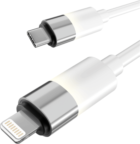AVAX CB314 Glowy USB-C - Lightning Adat és Töltőkábel 27W 1m - Fehér